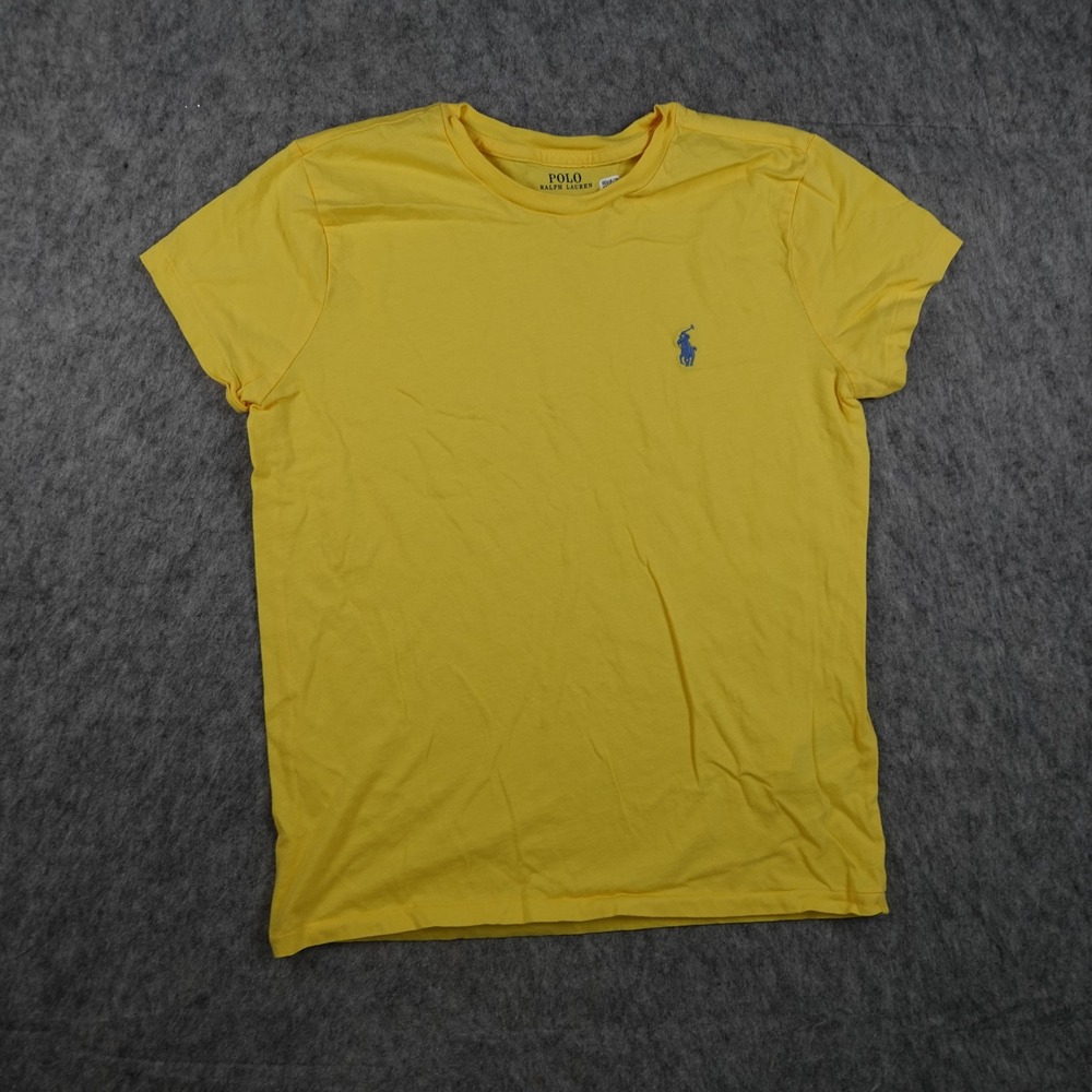 Polo Ralph Lauren Top Women Extra Small Yellow Short Sleeve Cotton Pony Logo Tee